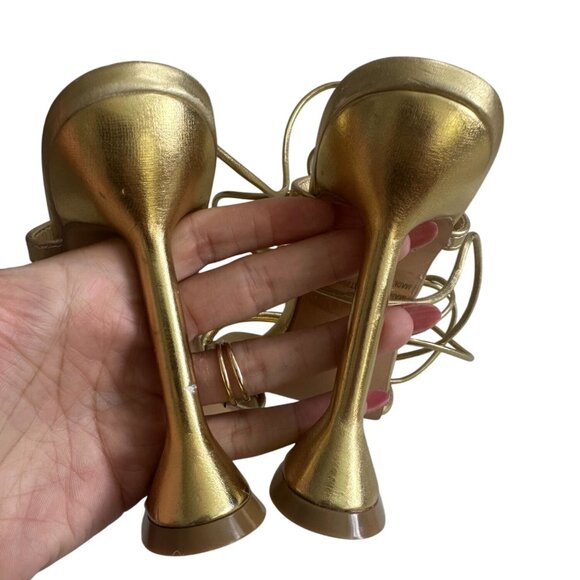 EGO Gold Lace Up Martini Heels Size US 5 / UK 3 - Picture 6 of 9